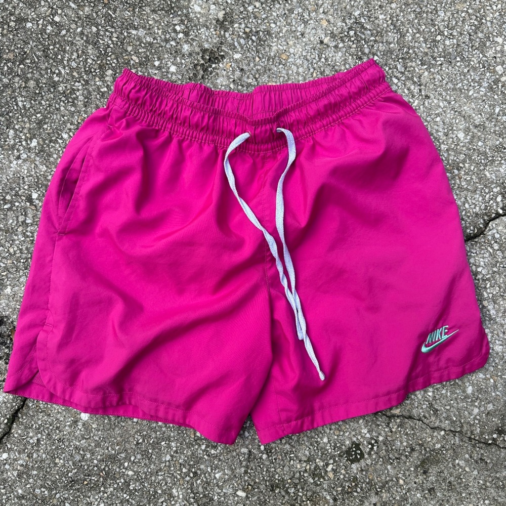 Nike Mens Sportswear Woven Shorts Hot Pink Teal Logo Small Mesh Lined